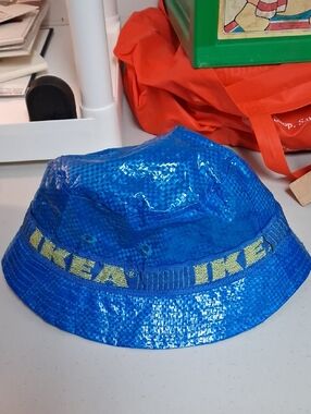 IKEA Blue Bucket Hat with Yellow Logo Band